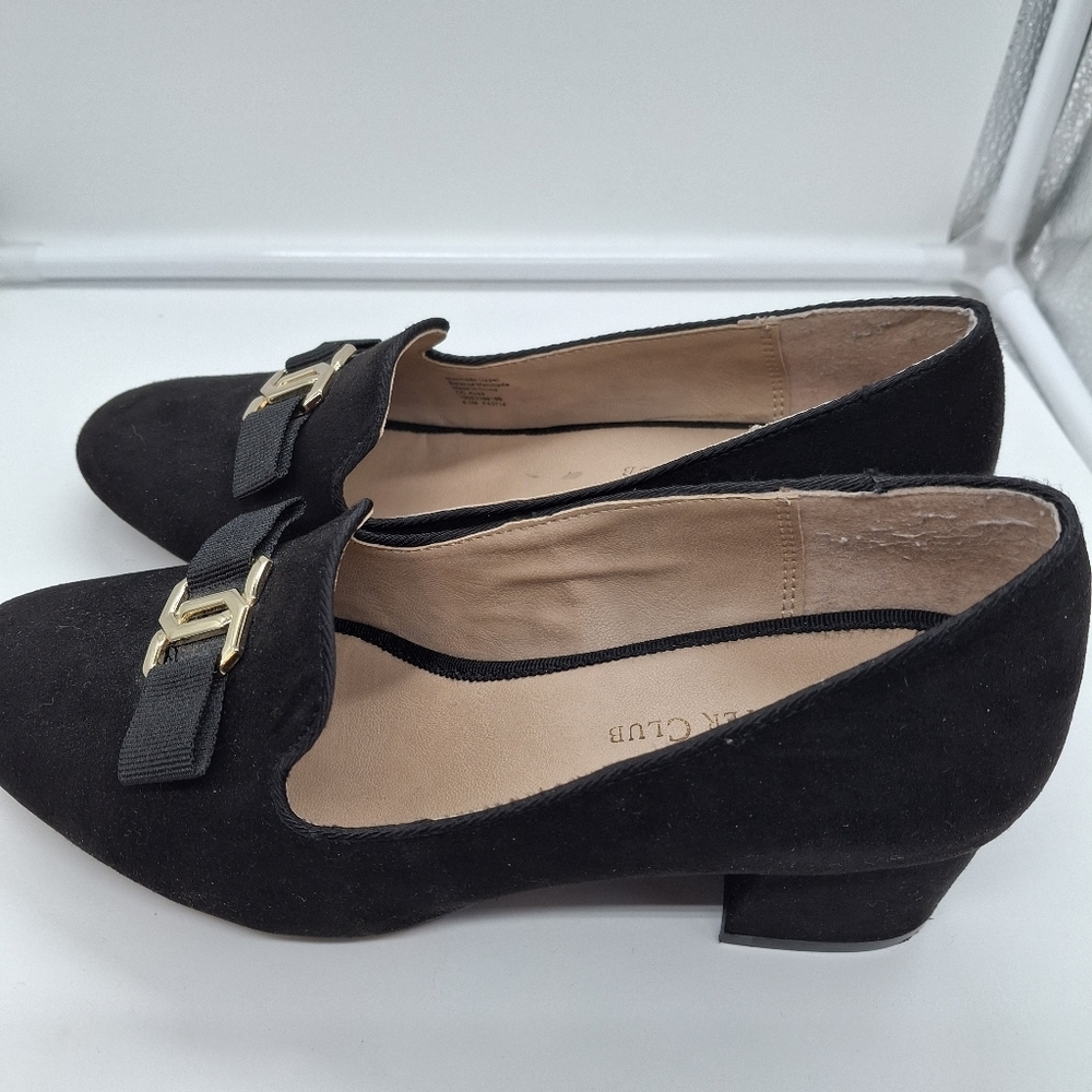 Charter Club Women's Black Suede Loafers with Gold Accent Sz 6.5 - Picture 7 of 8